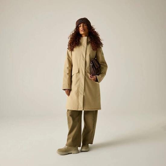 Veste Imperméable Longue Et Unie À Capuche Et Taille Ajustable RAMONA Femme