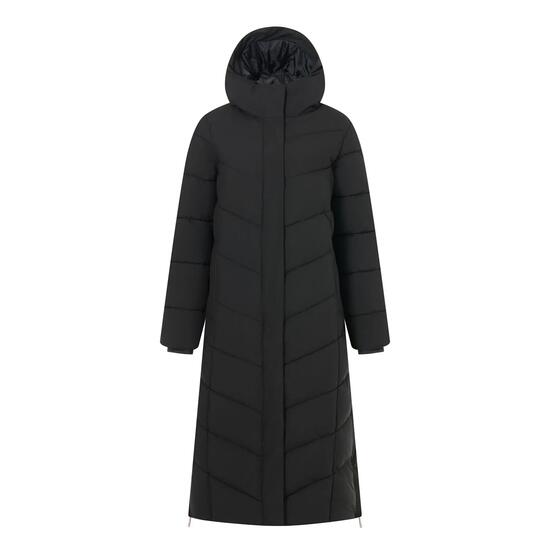 Veste Longue Matelassée Et Unie À Capuche ELORIA Femme (Noir)