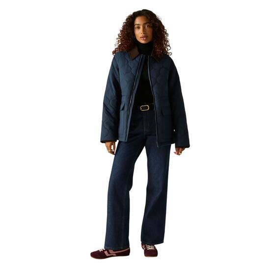 Veste Matelassée Col Rabattu Motif/style Uni AMIRA Femme (Bleu Marine)