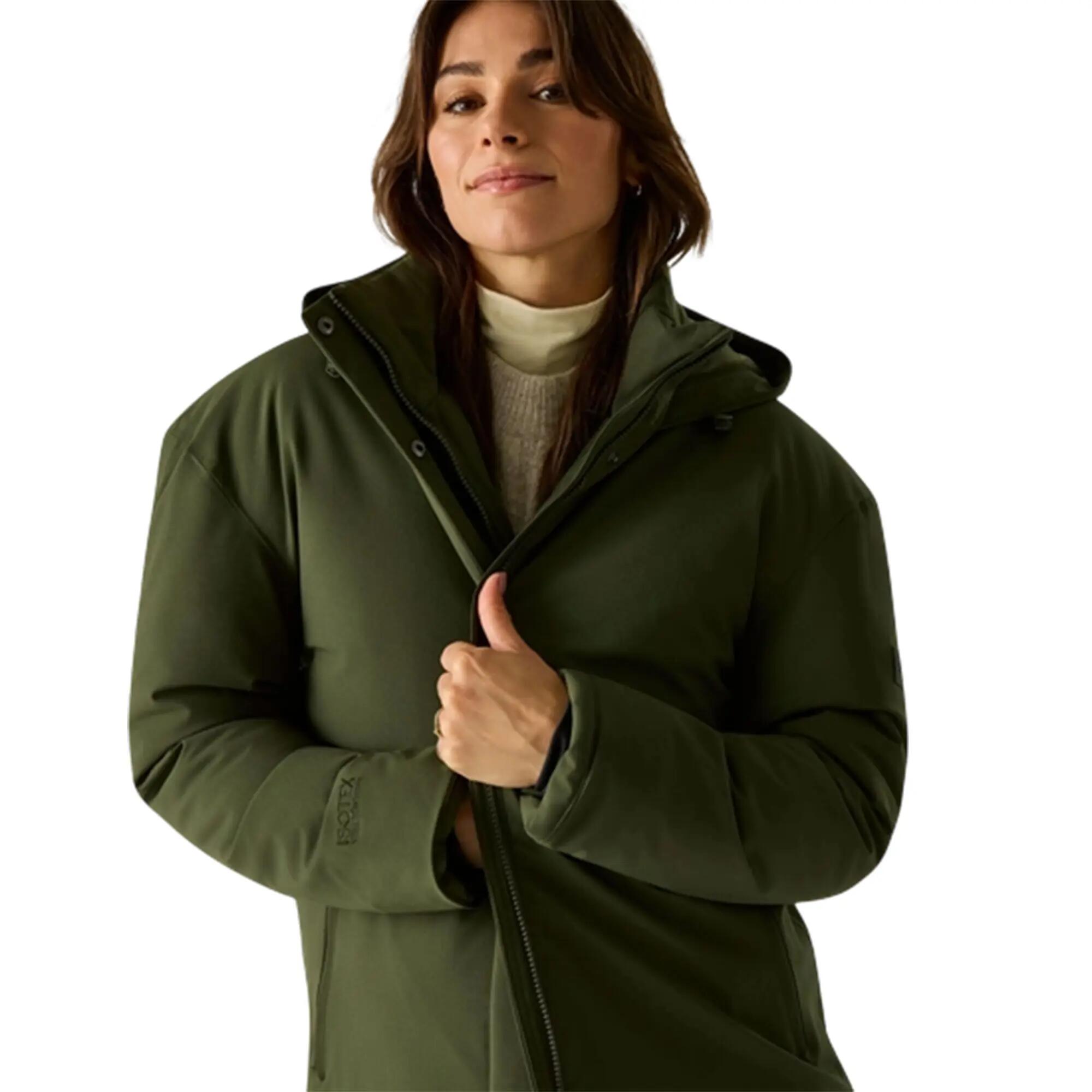 Waterdichte, lange, gewatteerde Jannajas voor dames (Donkere Khaki) 4/7