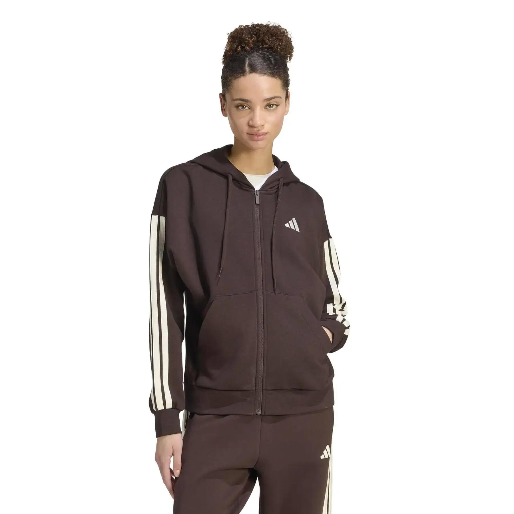 Veste de survêtement à capuche zippé femme adidas Essentials 3-Stripes 2/6