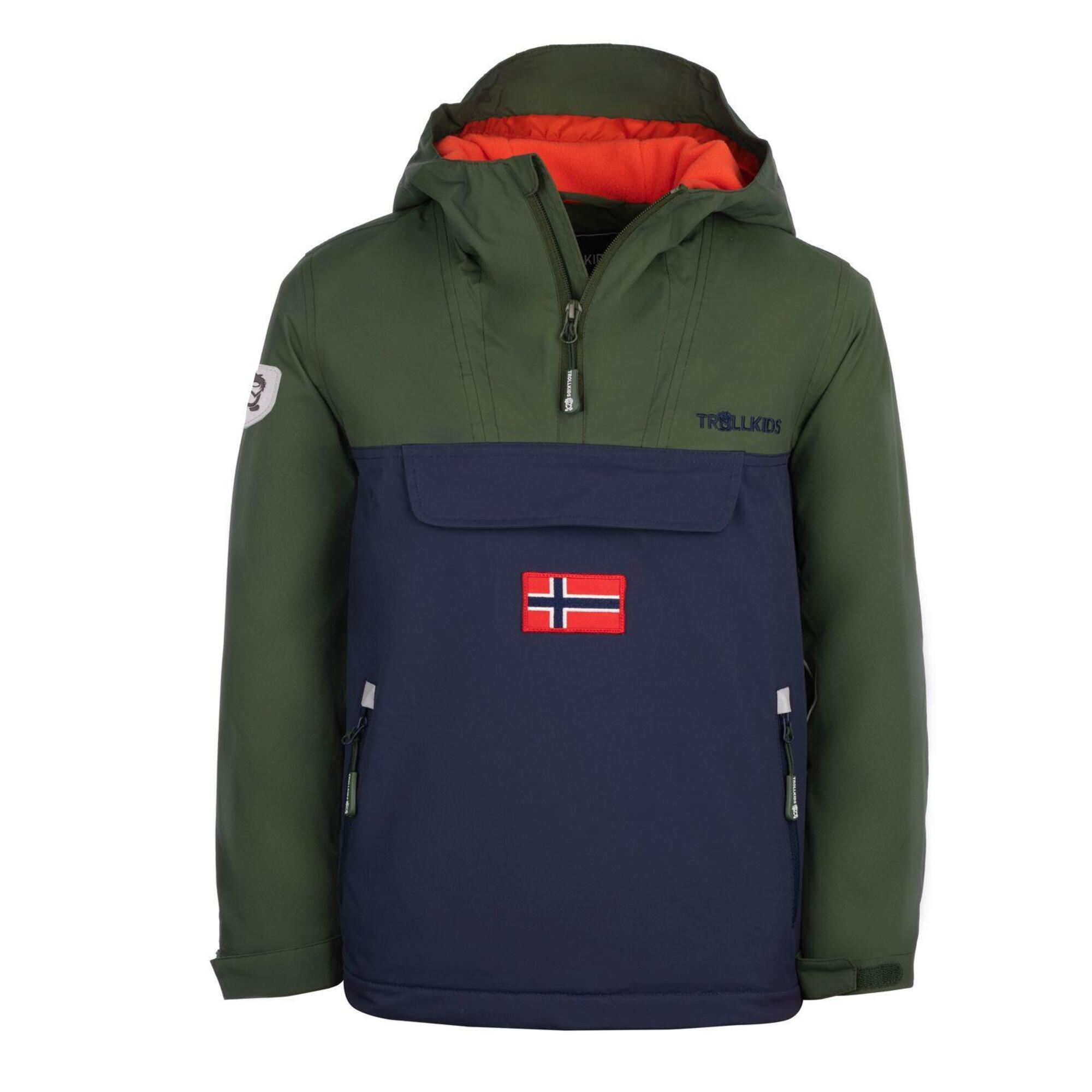 Children's parka coat KIRKENES forest green/navy blue