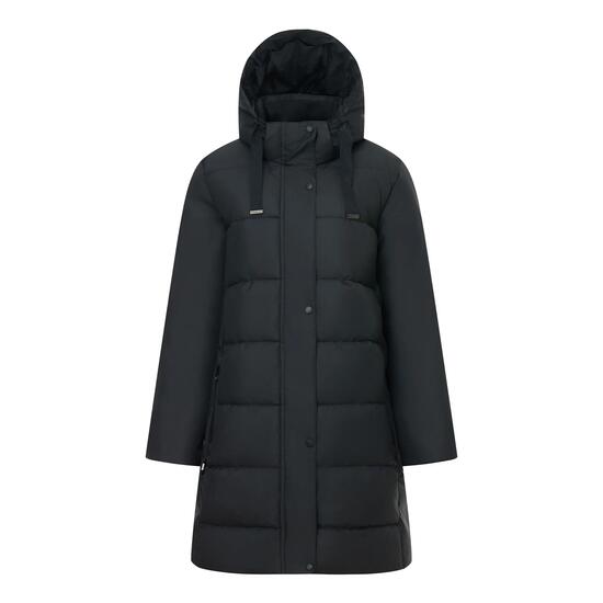 Veste Longue Matelassée Et Unie À Capuche Amovible ERYN Femme (Noir)
