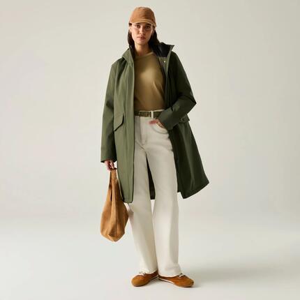Veste Imperméable Longue Et Unie À Capuche Et Taille Ajustable RAMONA Femme