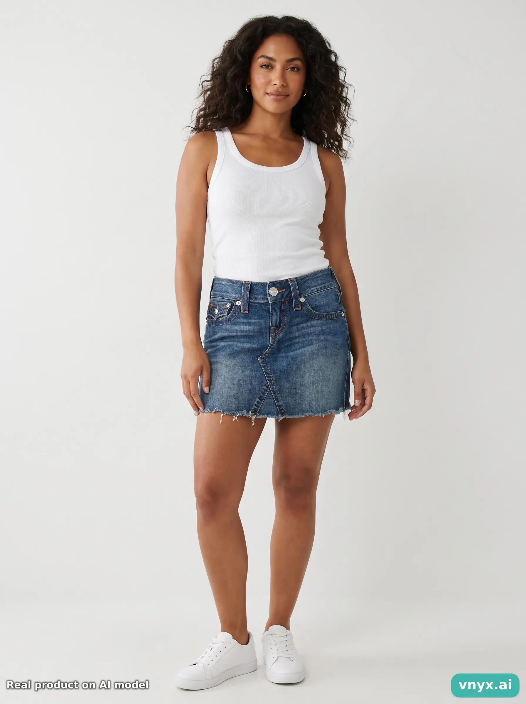 Second Life - Vintage True Religion Blue Denim Skirt Women W26 3/6