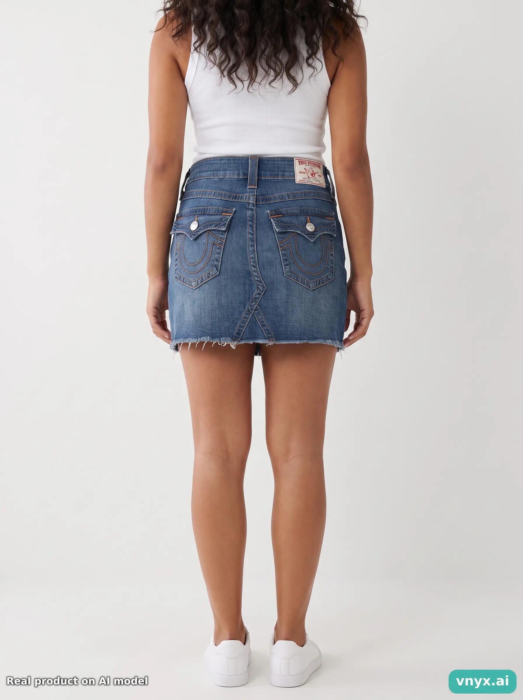 Second Life - Vintage True Religion Blue Denim Skirt Women W26 2/6