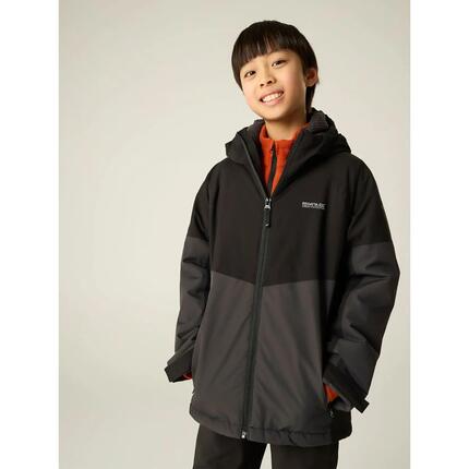 Veste Imperméable À Capuche Élastiquée Et Doublure Polaire HILLAIN Enfant (Noir
