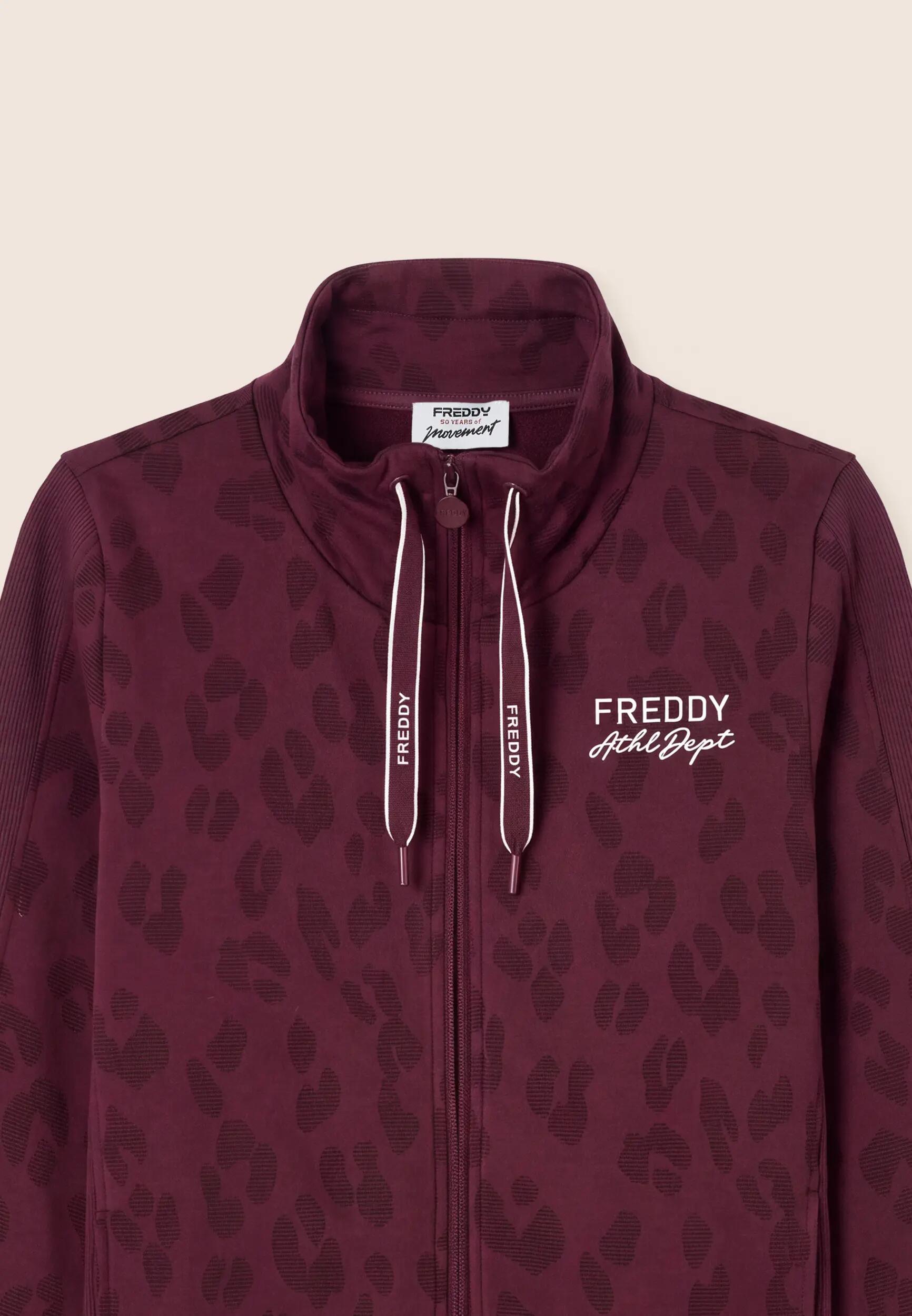 Felpa donna stampa leopardata chiusura zip e collo alto 3/3
