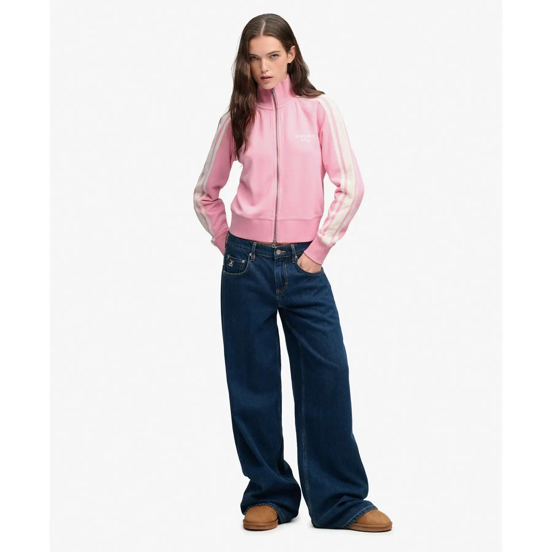 Felpa a righe full zip donna Superdry 3/7
