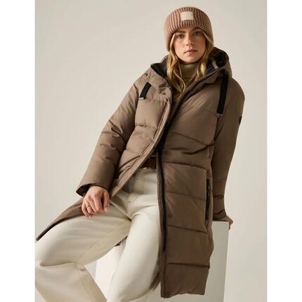 Veste Longue Matelassée Et Unie À Capuche Amovible ERYN Femme (Noir)