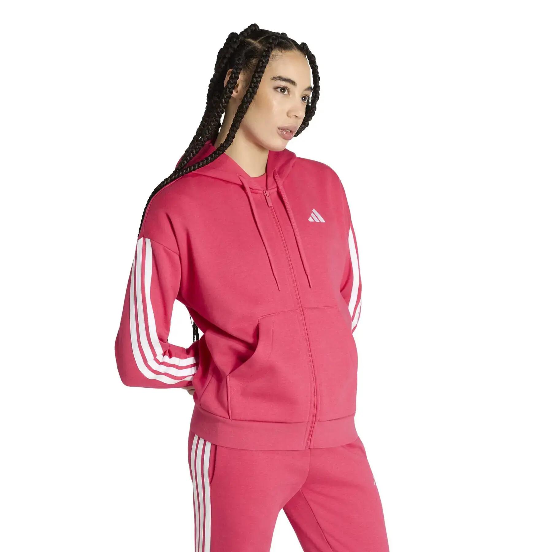 Veste de survêtement à capuche zippé femme adidas Essentials 3-Stripes 2/6