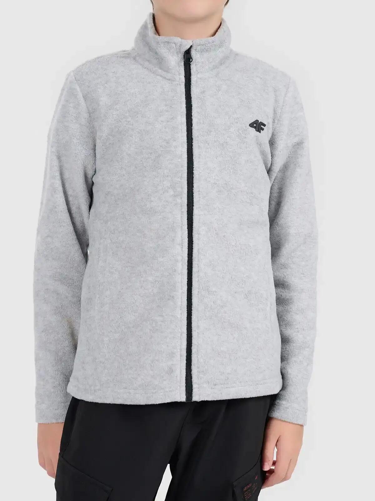 Bluza polarowa chłopięca sportowa szara 4F 140 3/4