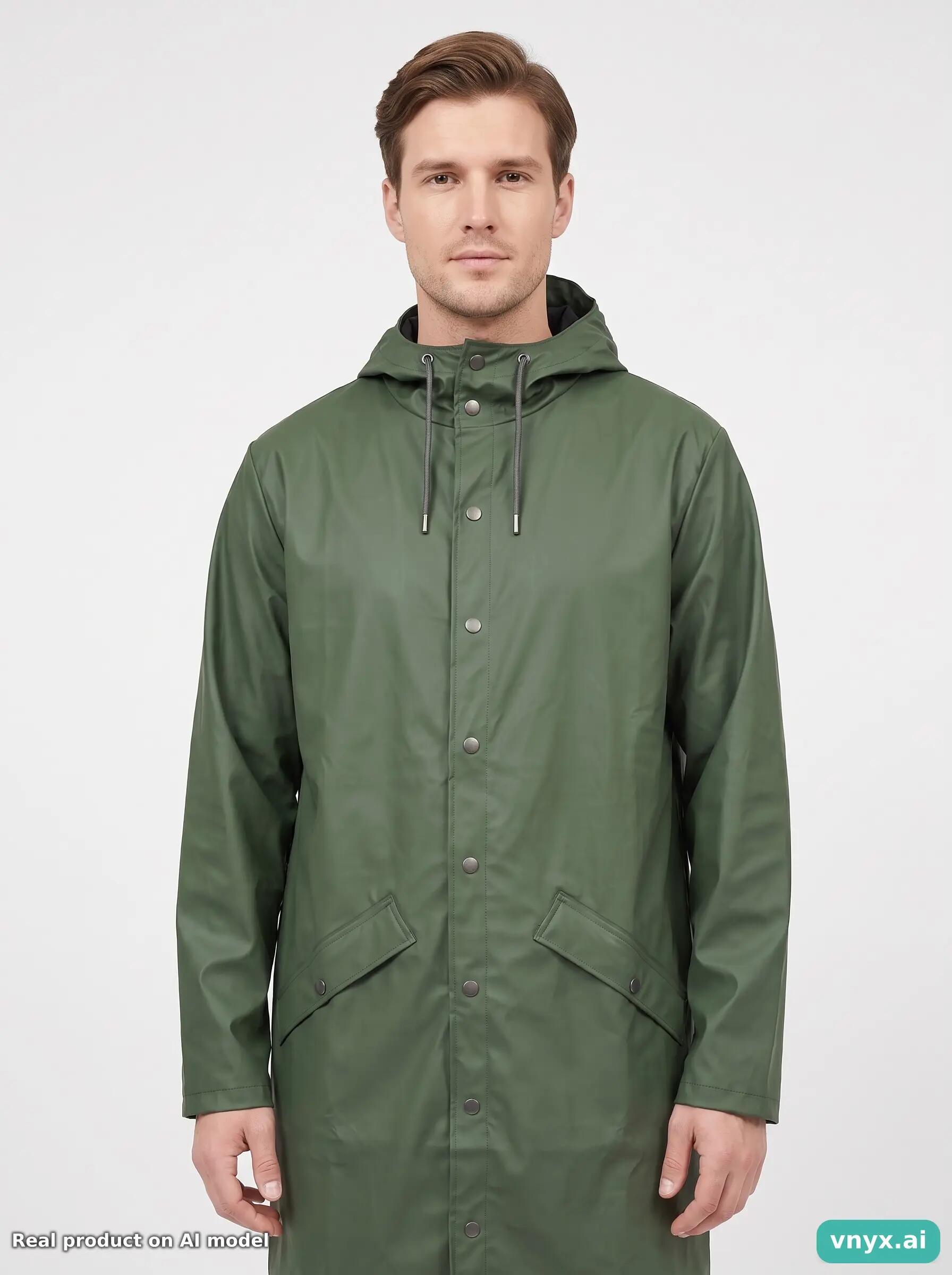 Second Life - RAINS Olive Green Outdoor Jacket Men S 5/5