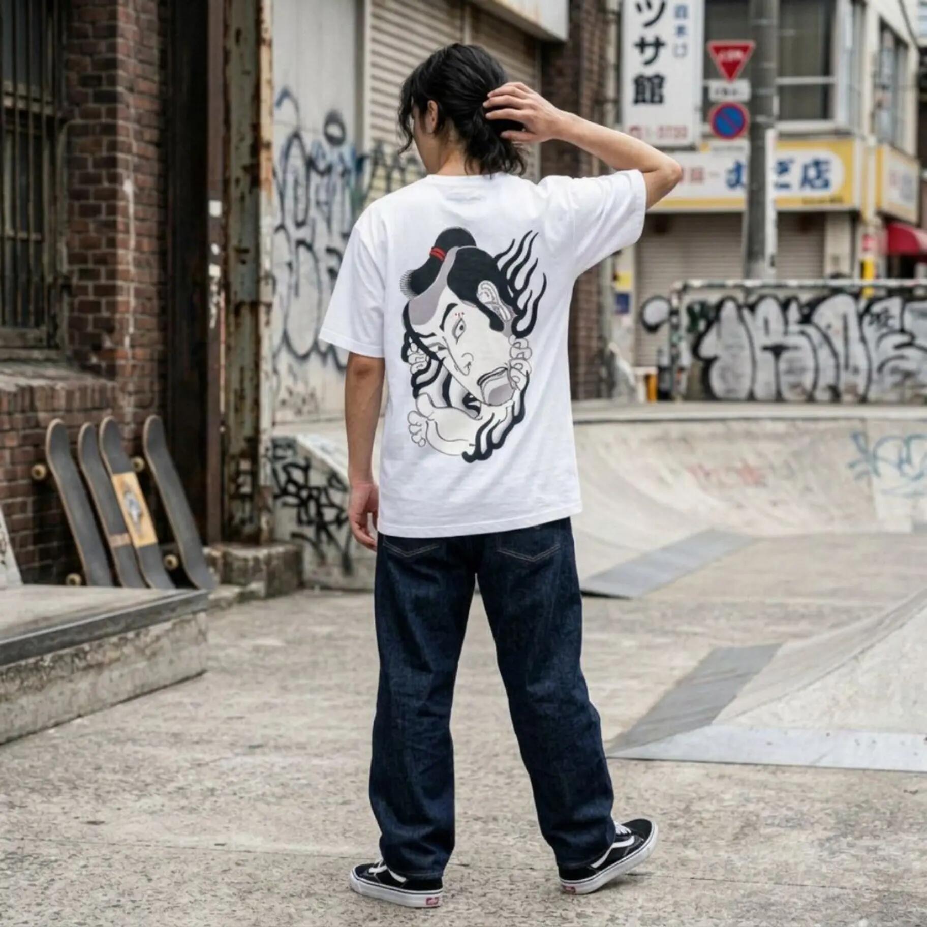 T-shirt Ghettoblaster Japan Samurai whi 7/8