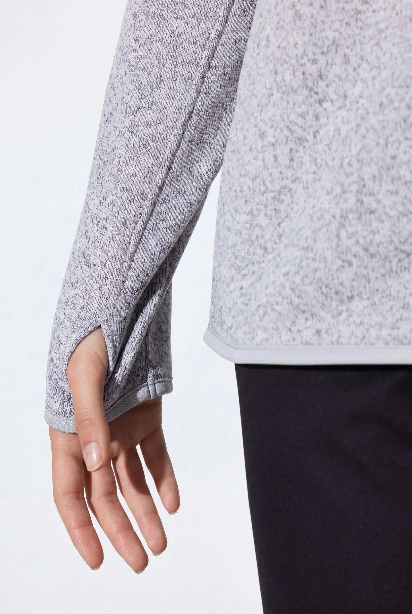 Dames Gebreid fleecejack softshell-beleg capuchon lange mouwen 5/9