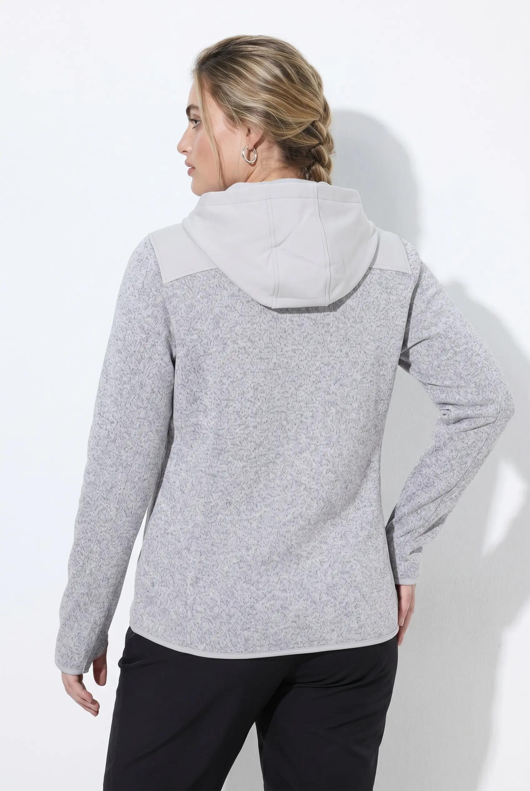 Dames Gebreid fleecejack softshell-beleg capuchon lange mouwen 4/9