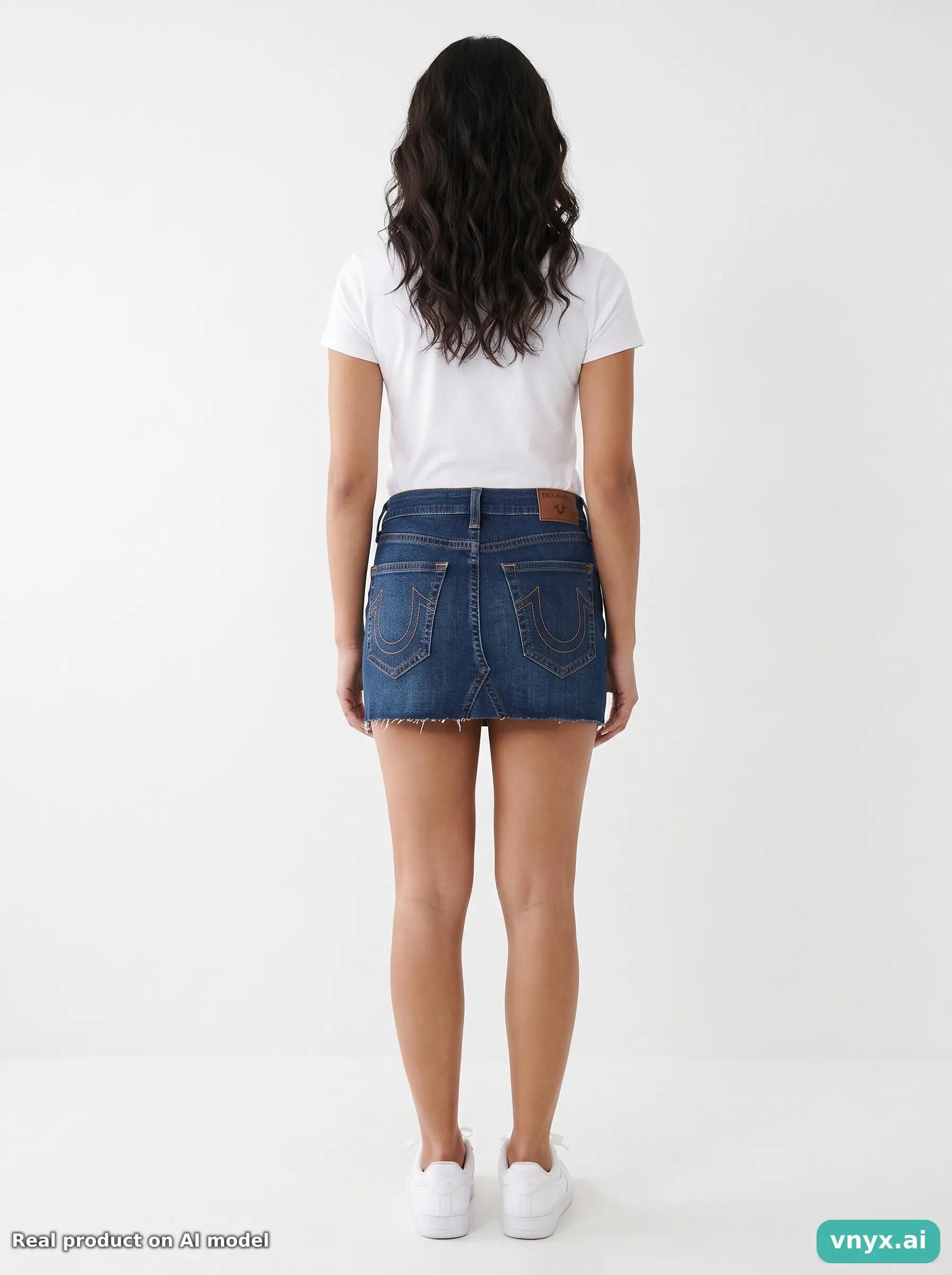 Second Life - Vintage True Religion Dark Blue Denim Skirt Women M 4/6