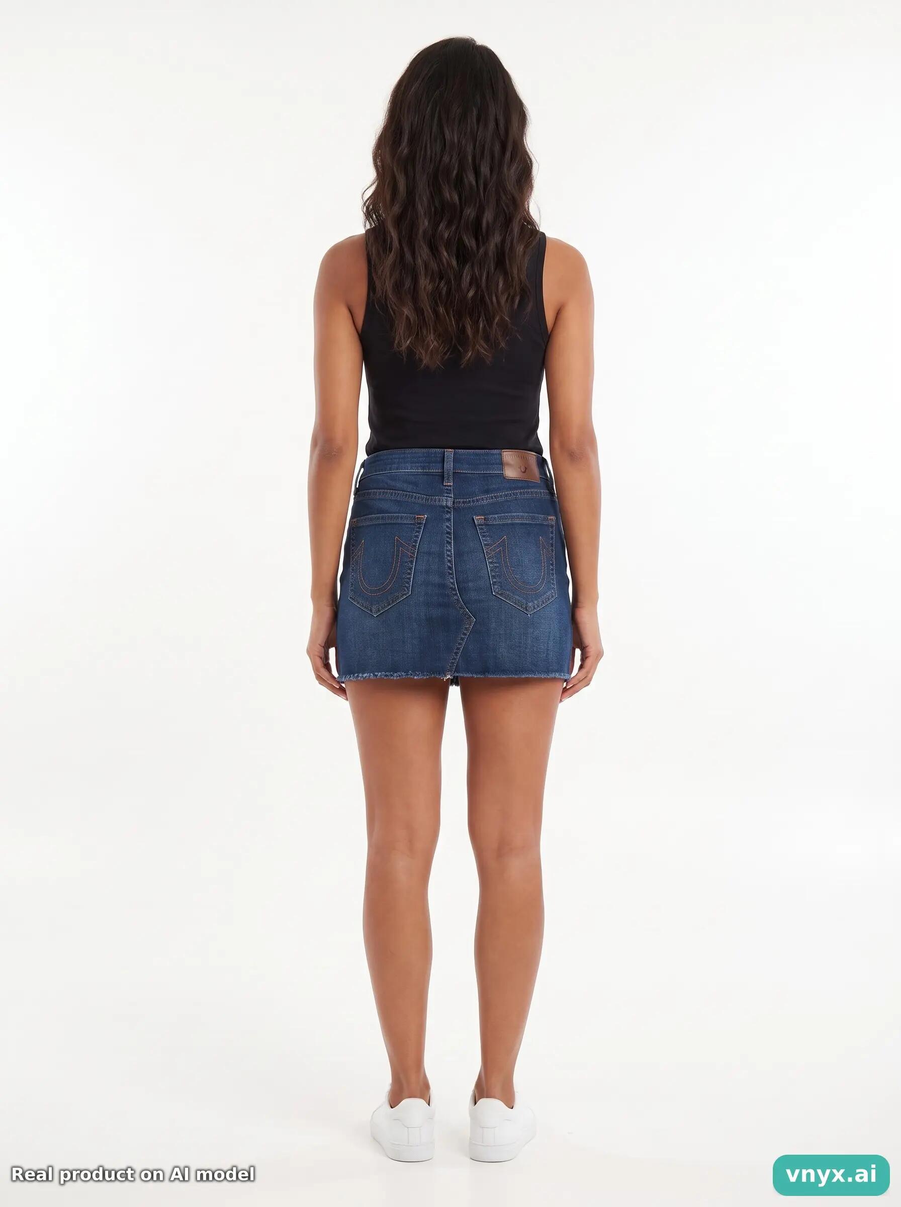 Second Life - Vintage True Religion Dark Blue Denim Skirt Women M 2/6