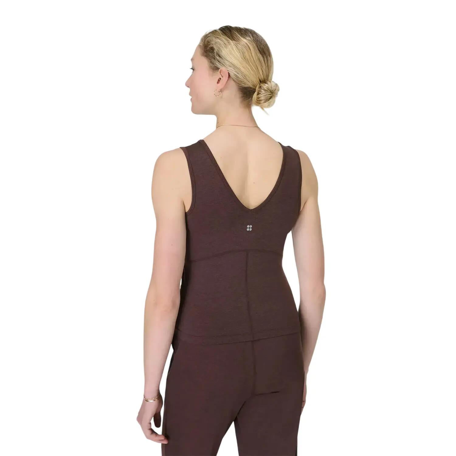 Canotta Scollo A V Donna Sweaty Betty Gaia Marrone Zibellino Marna 3/4