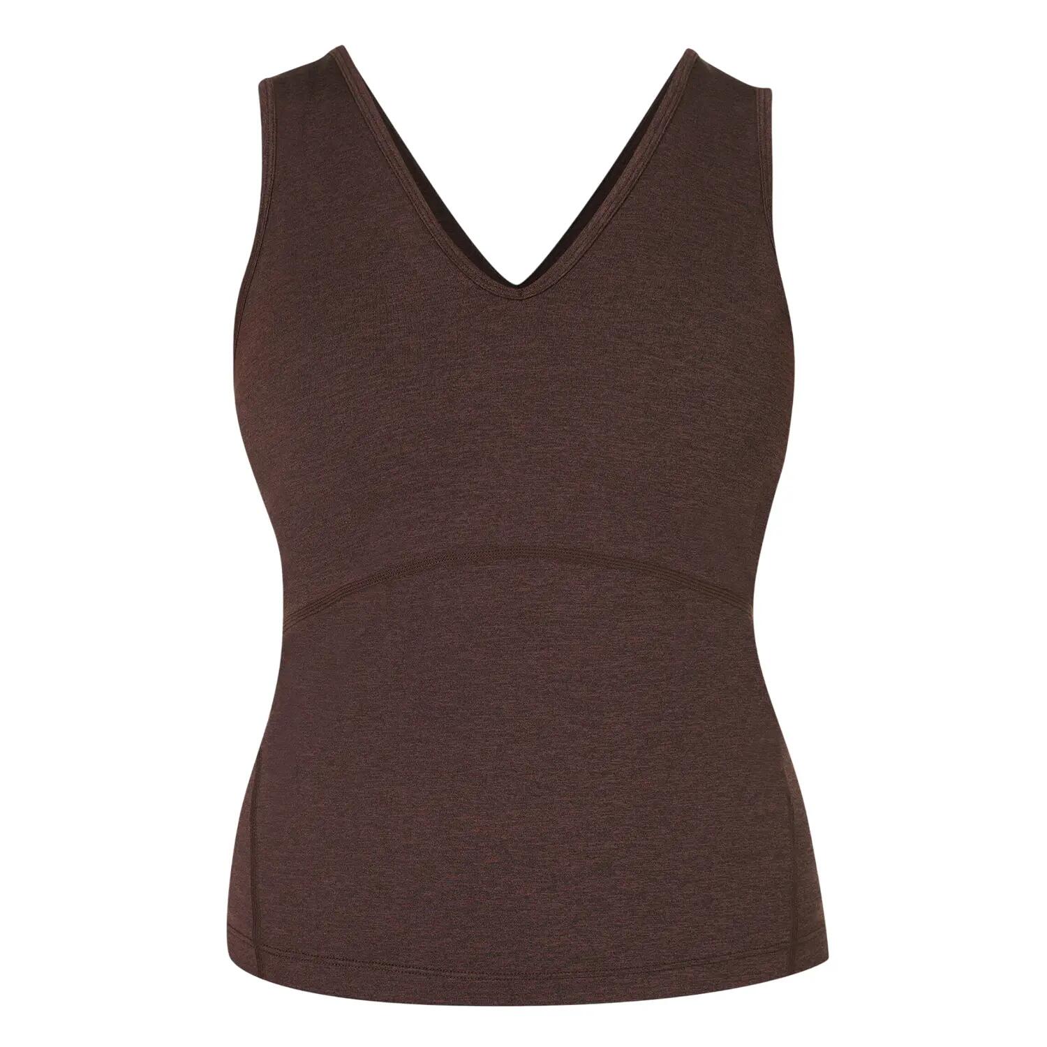 Canotta Scollo A V Donna Sweaty Betty Gaia Marrone Zibellino Marna 2/4