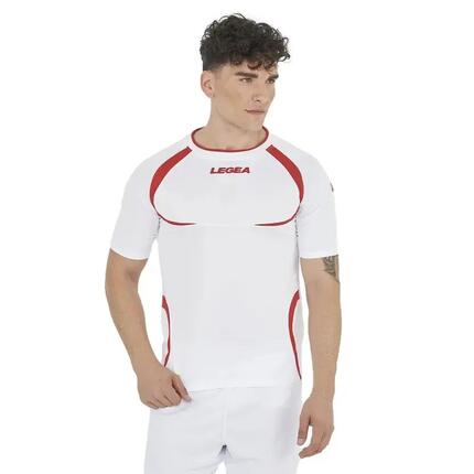 T-shirt de running homme à manches courtes respirant grenat-blanc