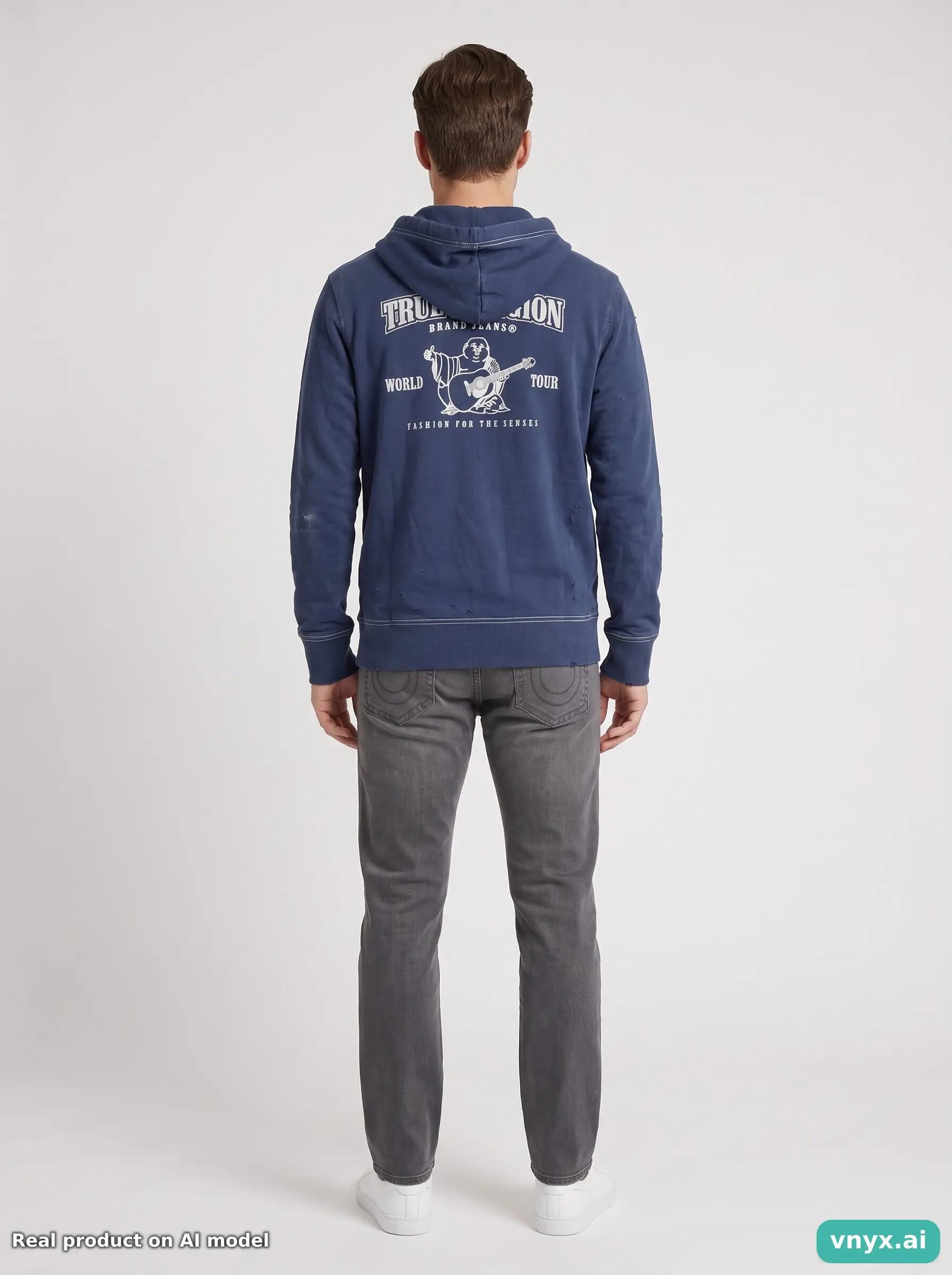 Second Life - Vintage True Religion Navy Hoodie Men M 4/5