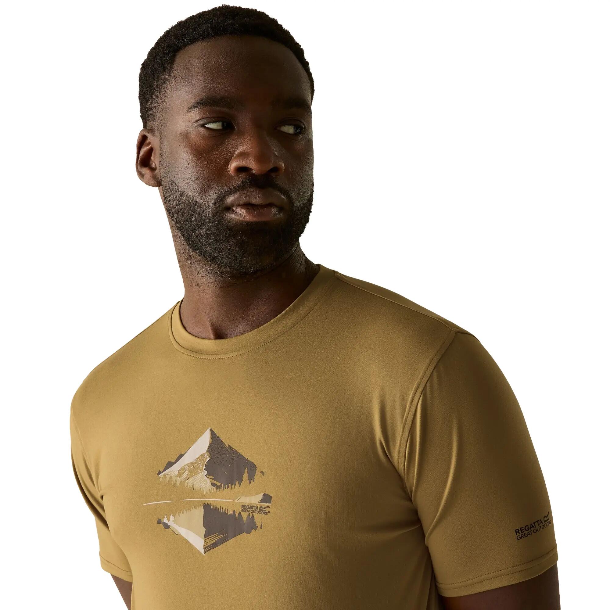 Camiseta Fingal Diseño Paisaje de Elástico para Hombre Marrón madera 7/7