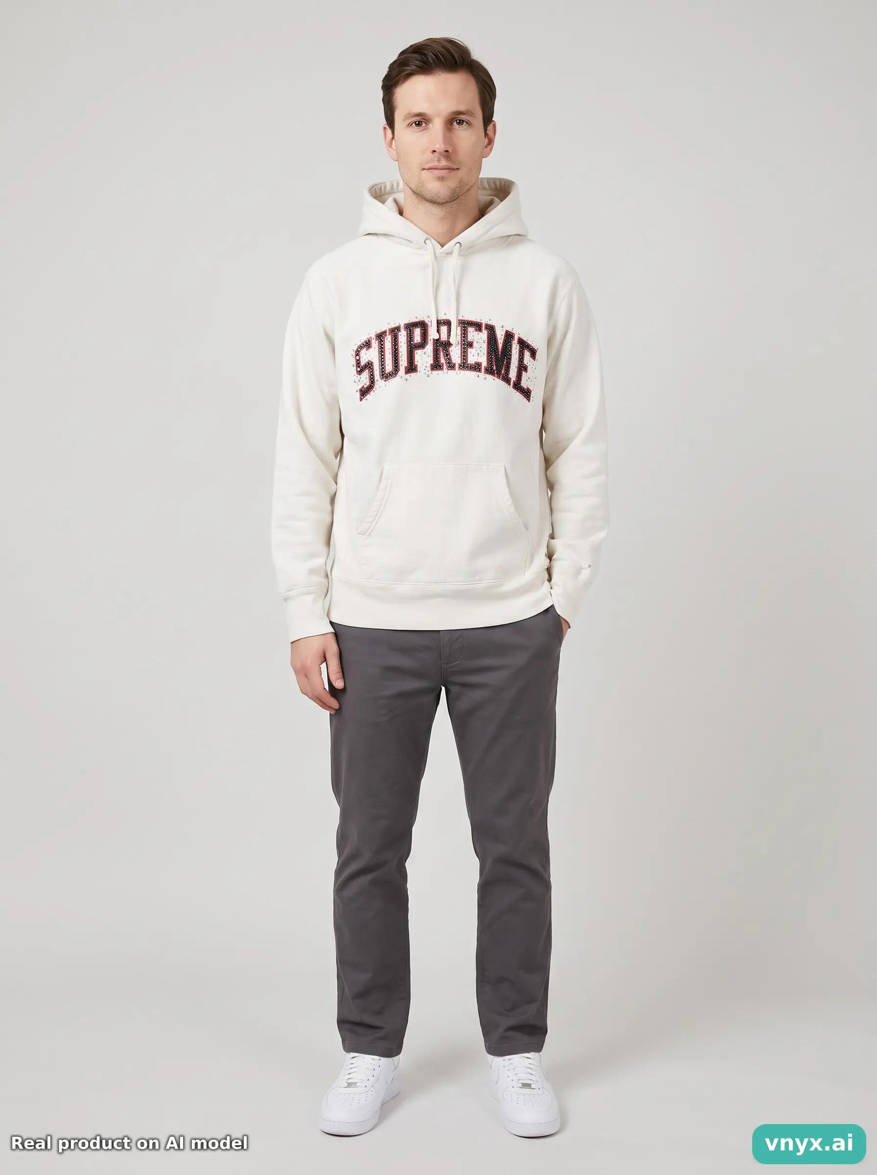 Second Life - Vintage Supreme Off White Hoodie Men M 3/5