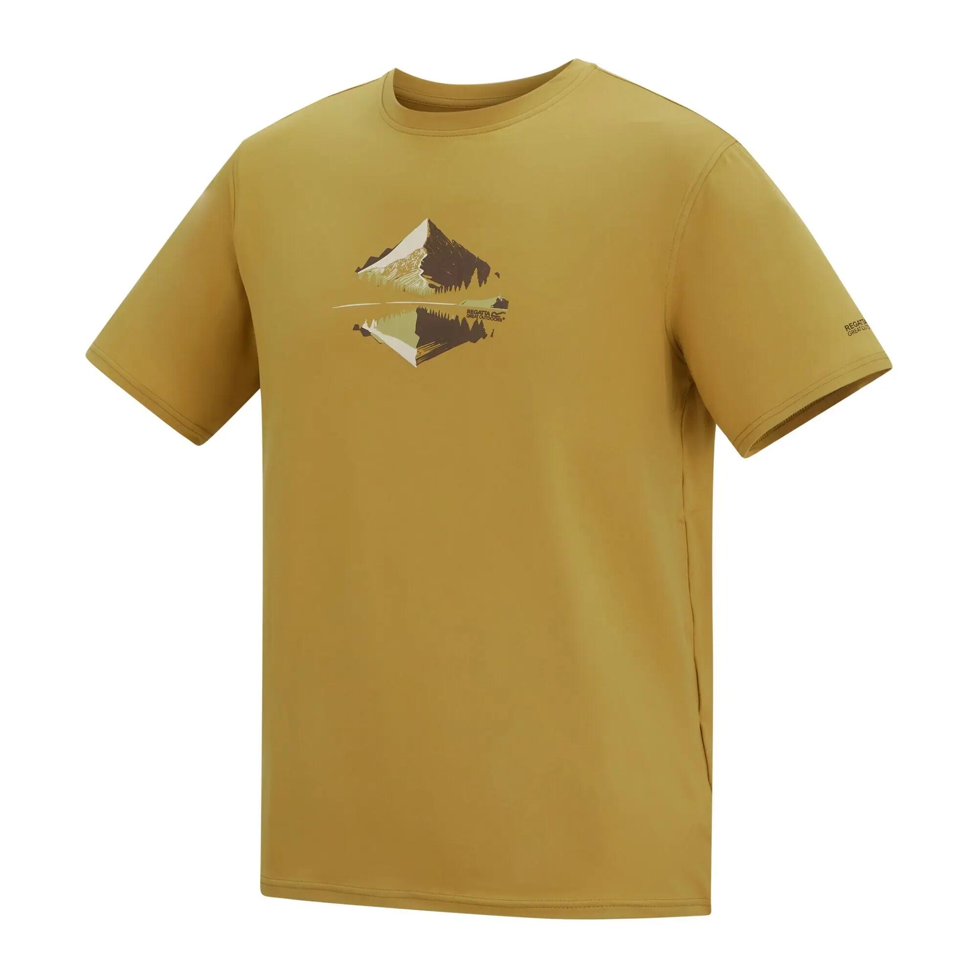 Camiseta Fingal Diseño Paisaje de Elástico para Hombre Marrón madera 4/7