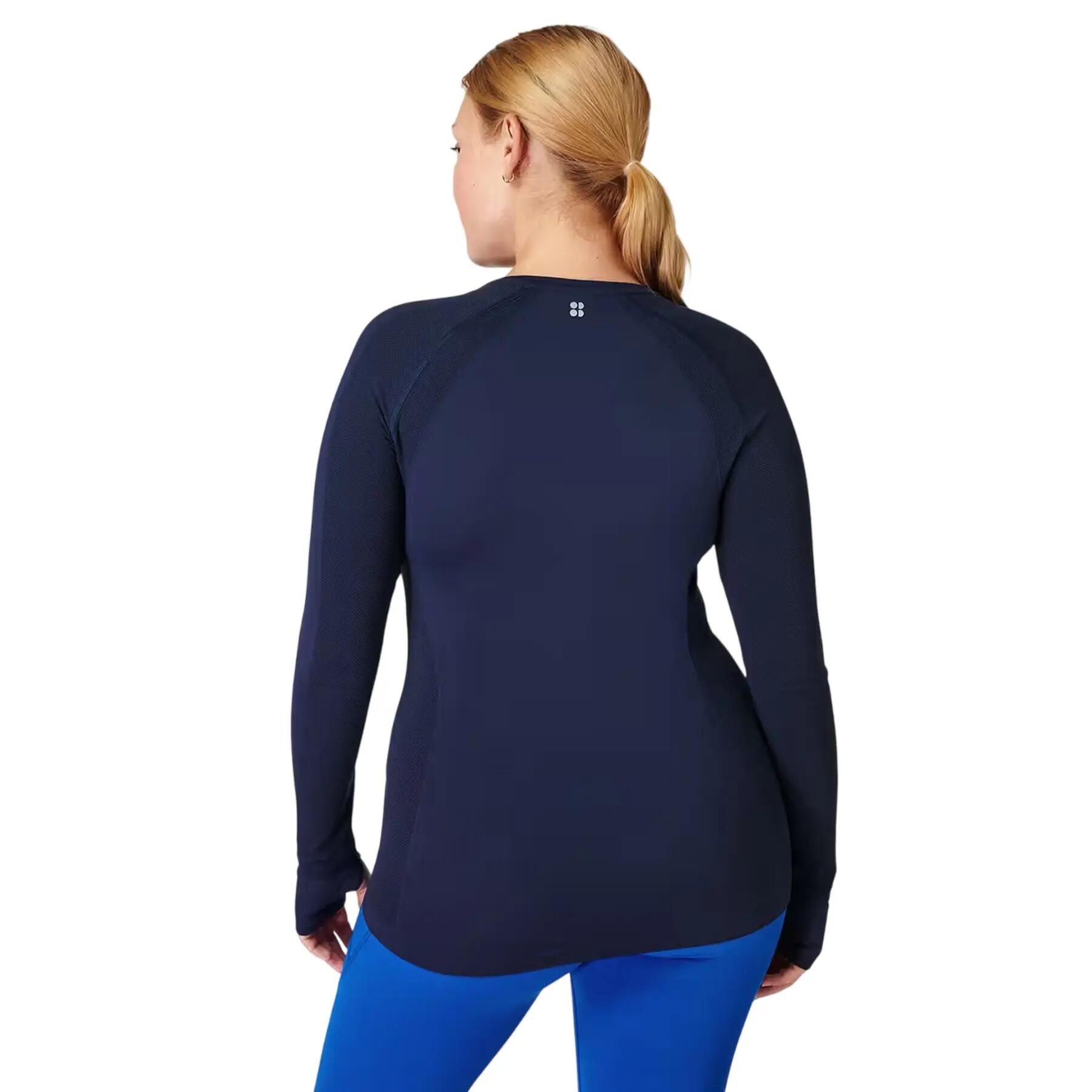 Jersey Athlete de Manga Larga Ejercicio para Mujer Azul Marino 3/4