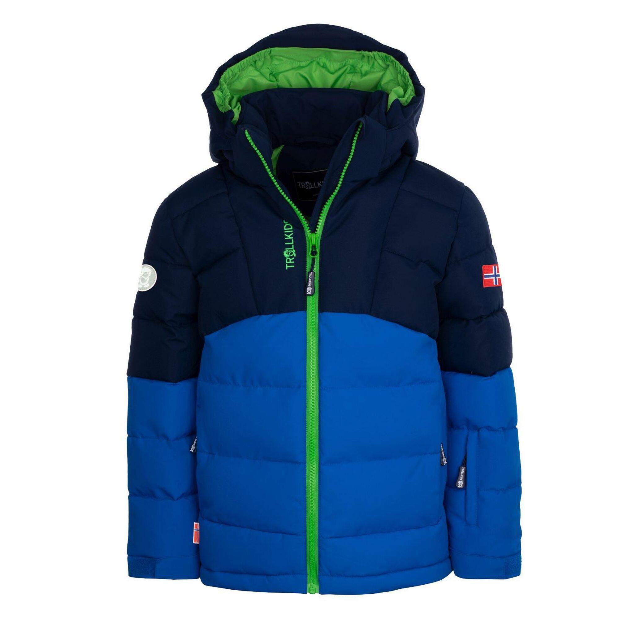 Gryllefjord children's winter jacket navy blue/light green