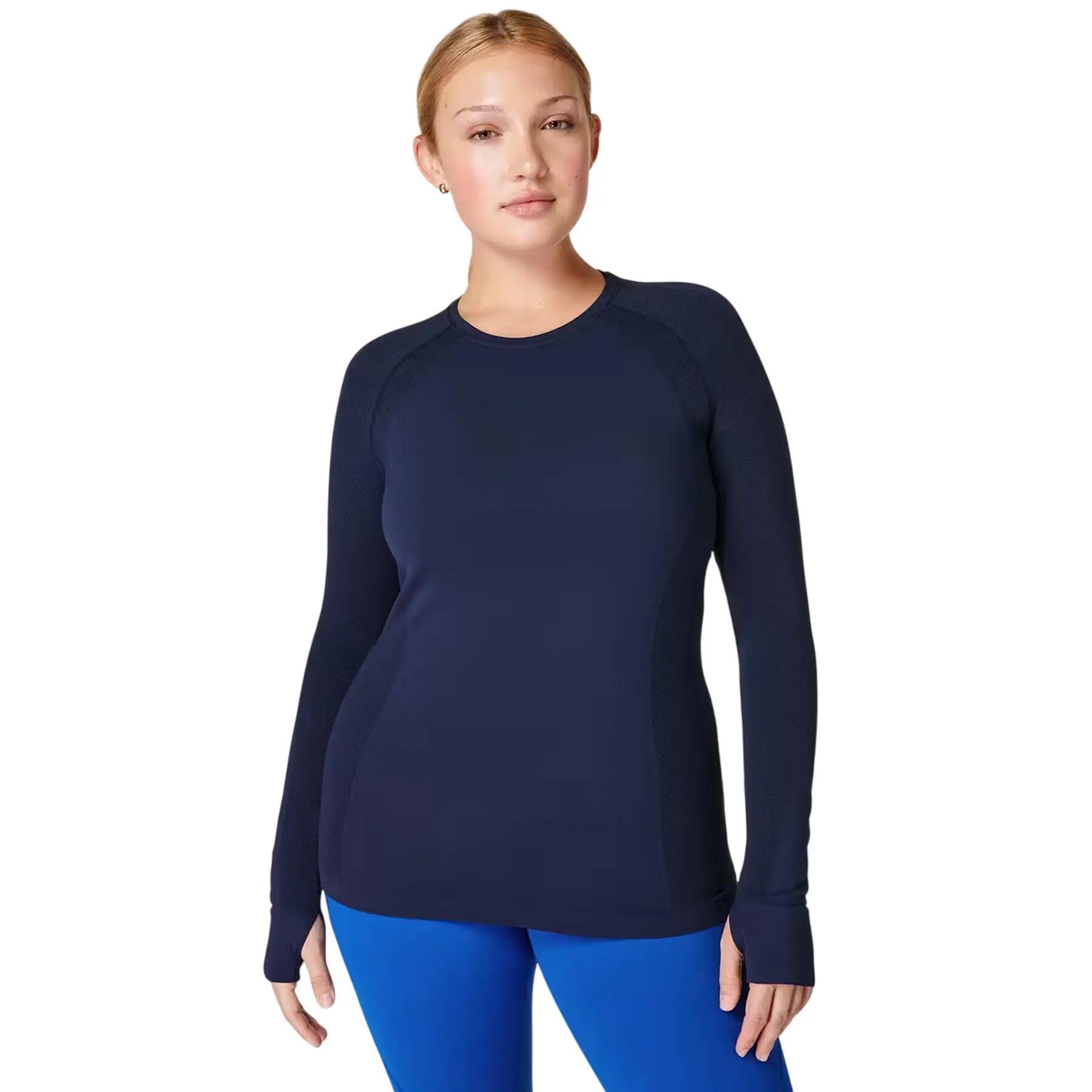 Jersey Athlete de Manga Larga Ejercicio para Mujer Azul Marino 2/4