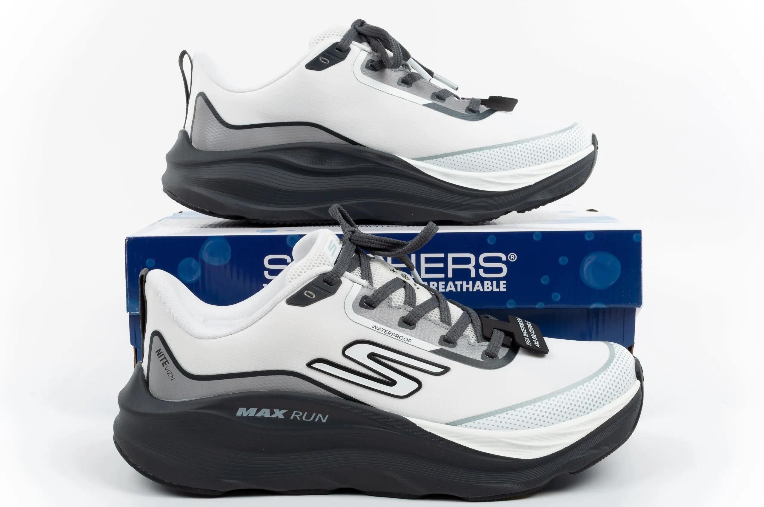 Buty męskie sportowe do biegania Skechers Max Run Vorteza wodoodporne białe 9/9