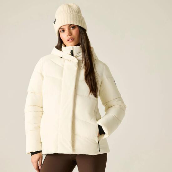 Veste Matelassée Unie À Capuche Ajustable LUSTRE Femme (Blanc Cassé)