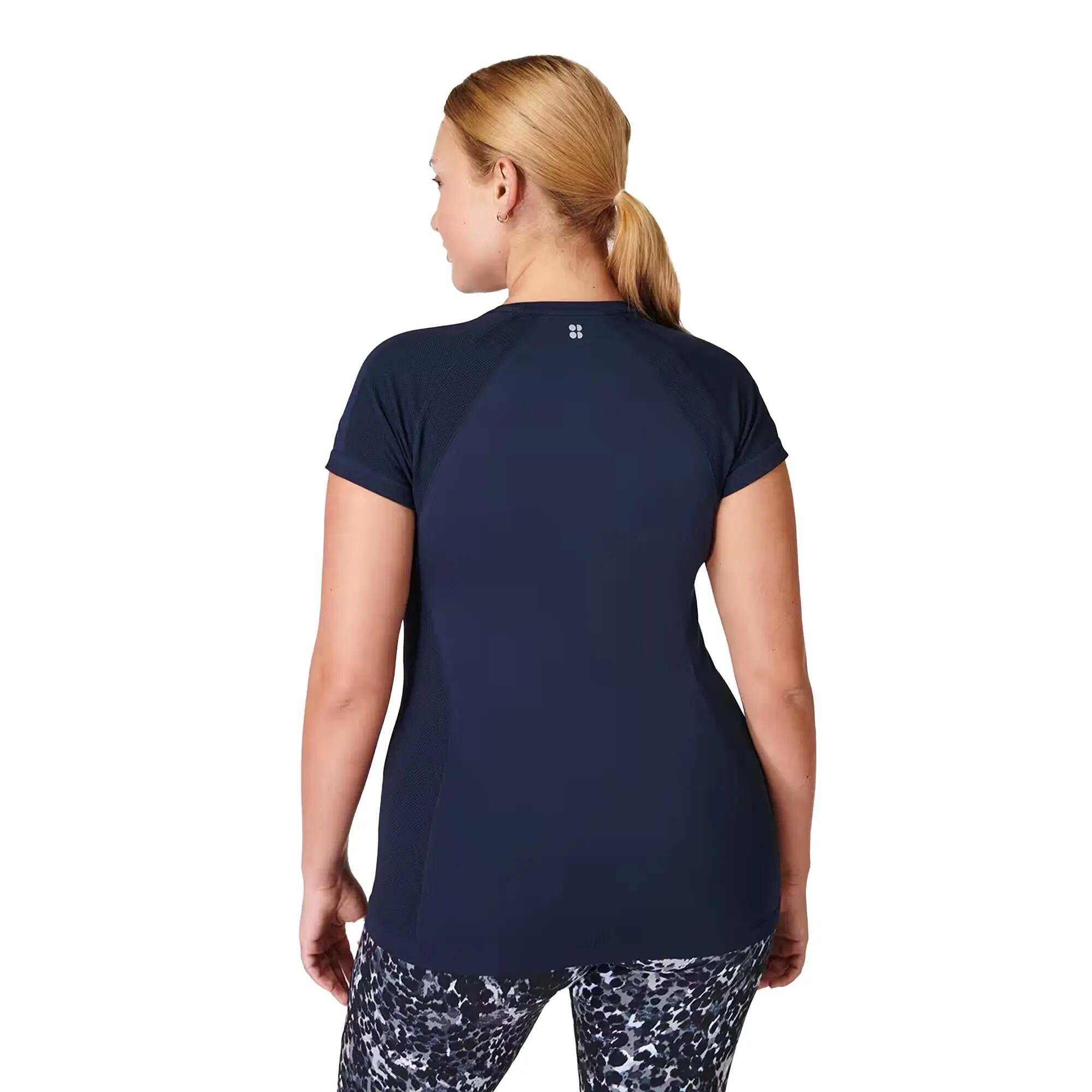 Womens/Ladies Athlete Seamless TShirt (Navy Blue) 2/3