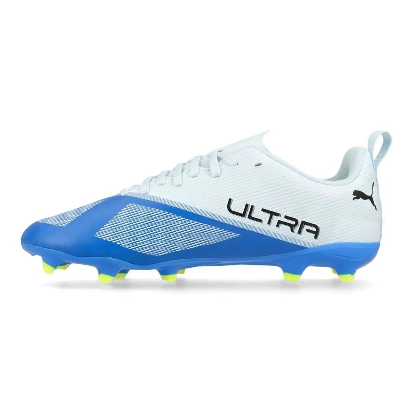Ghete de fotbal Puma Ultra 7 Play FG Junior albe și albastre 3/7