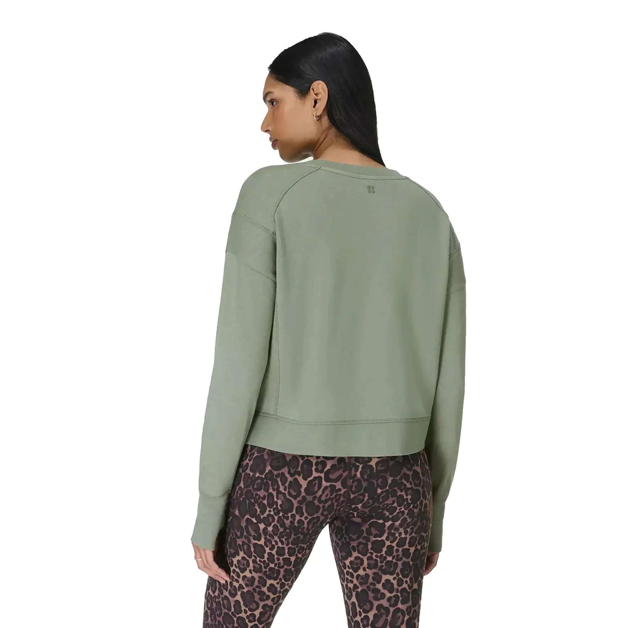 Suéter Crop Top After Class de Manga Larga para Mujer Verde sauce 3/3