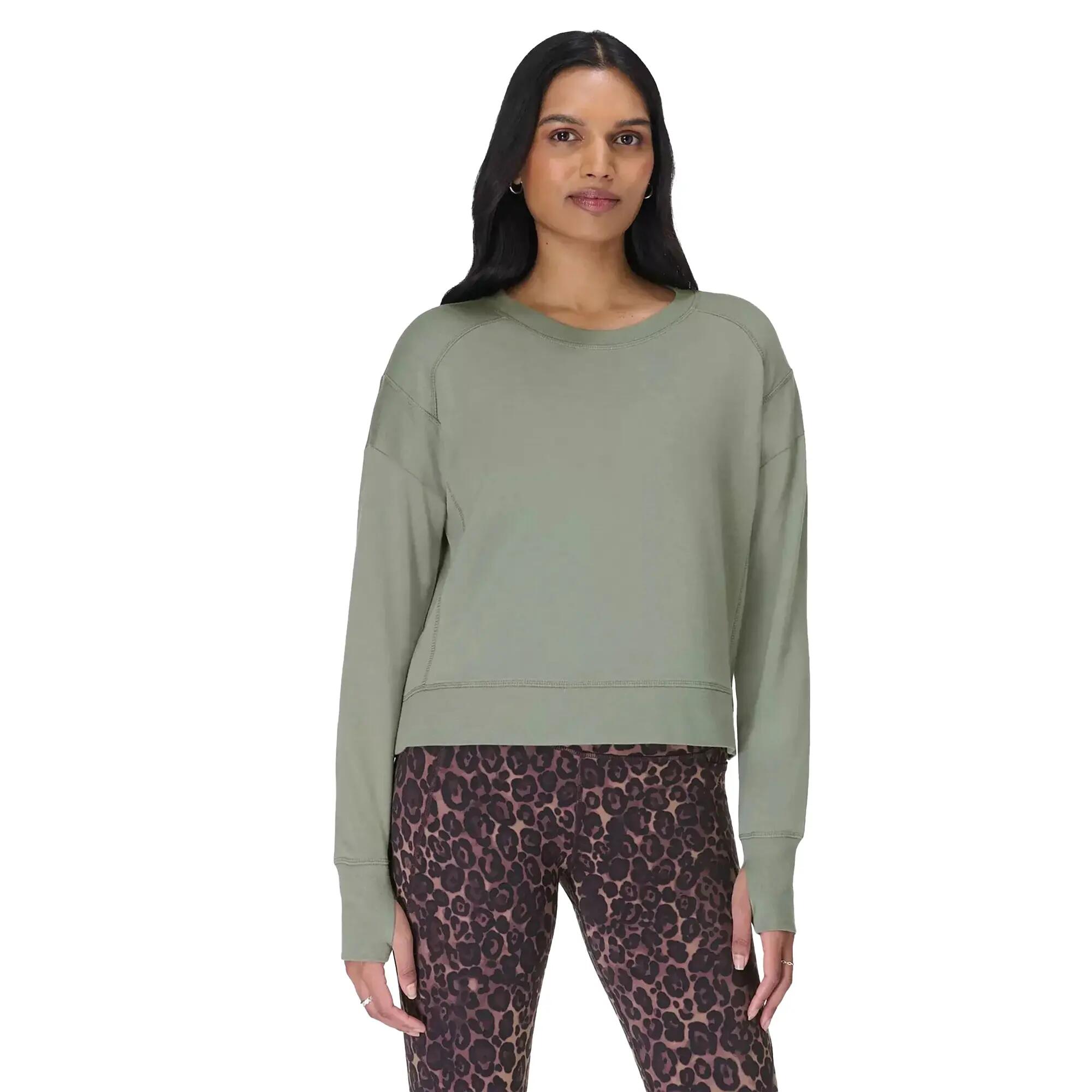 Suéter Crop Top After Class de Manga Larga para Mujer Verde sauce 2/3