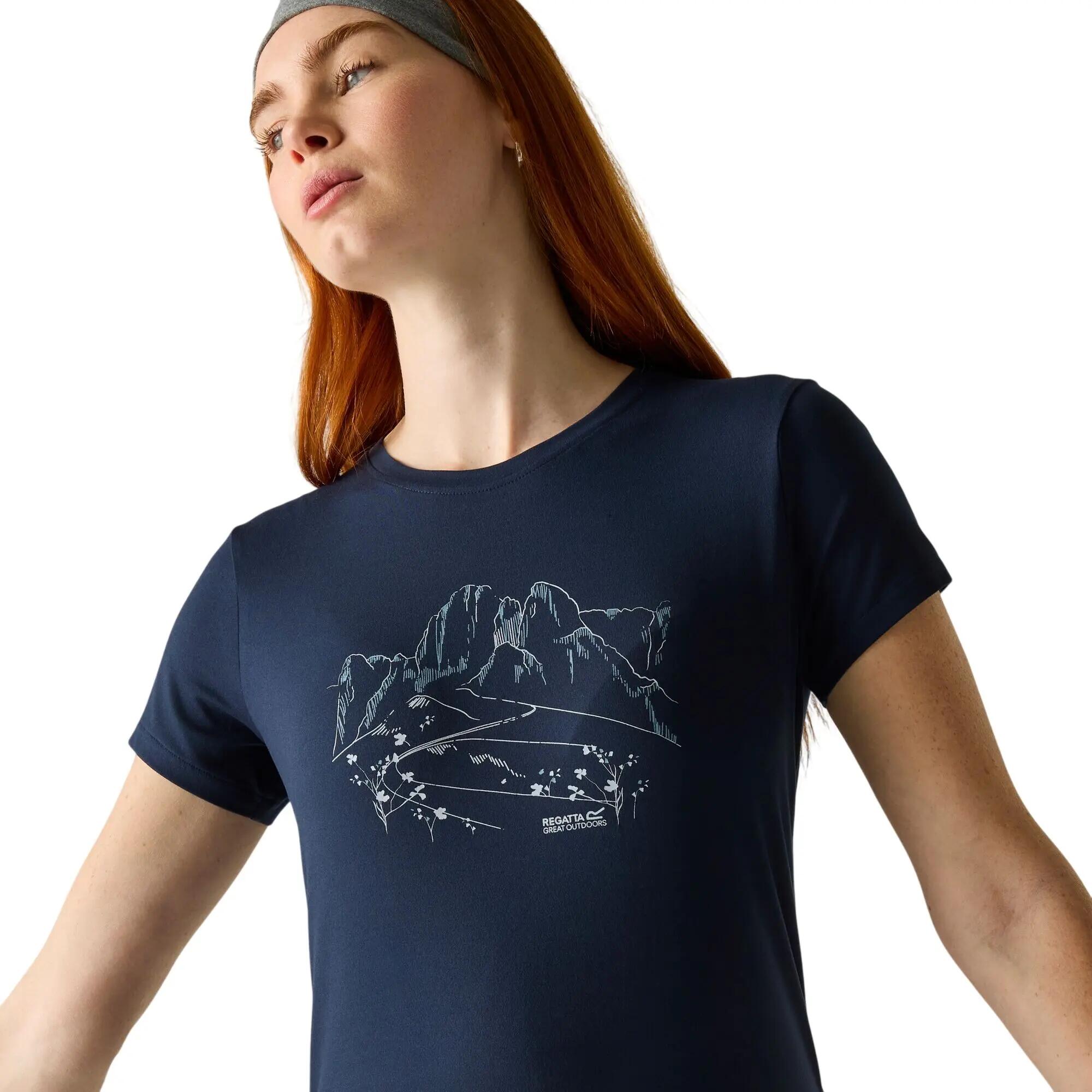 Womens/Ladies Fingal Landscape TShirt (Navy) 7/7