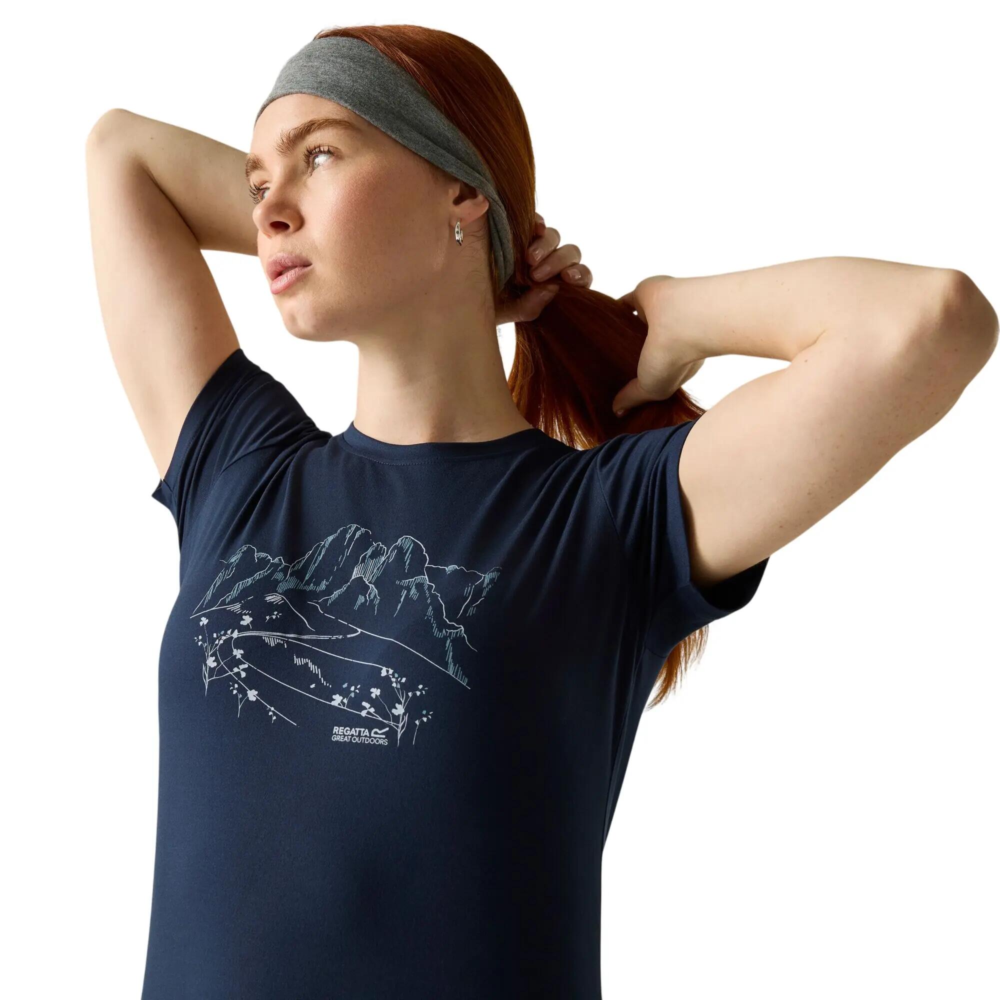 Womens/Ladies Fingal Landscape TShirt (Navy) 6/7