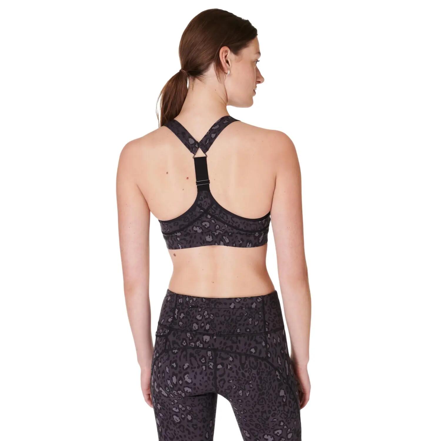 Sportbeha voor dames met luipaardprint en gemiddelde steun (Zwart) 3/4
