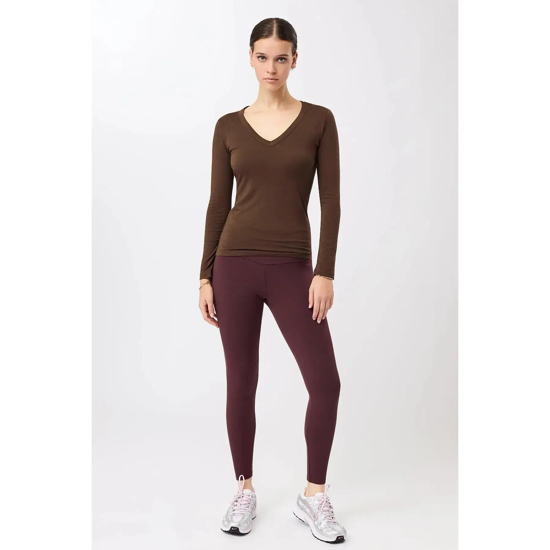 T-shirt col V manches longues ajusté femme Mandala 3/3