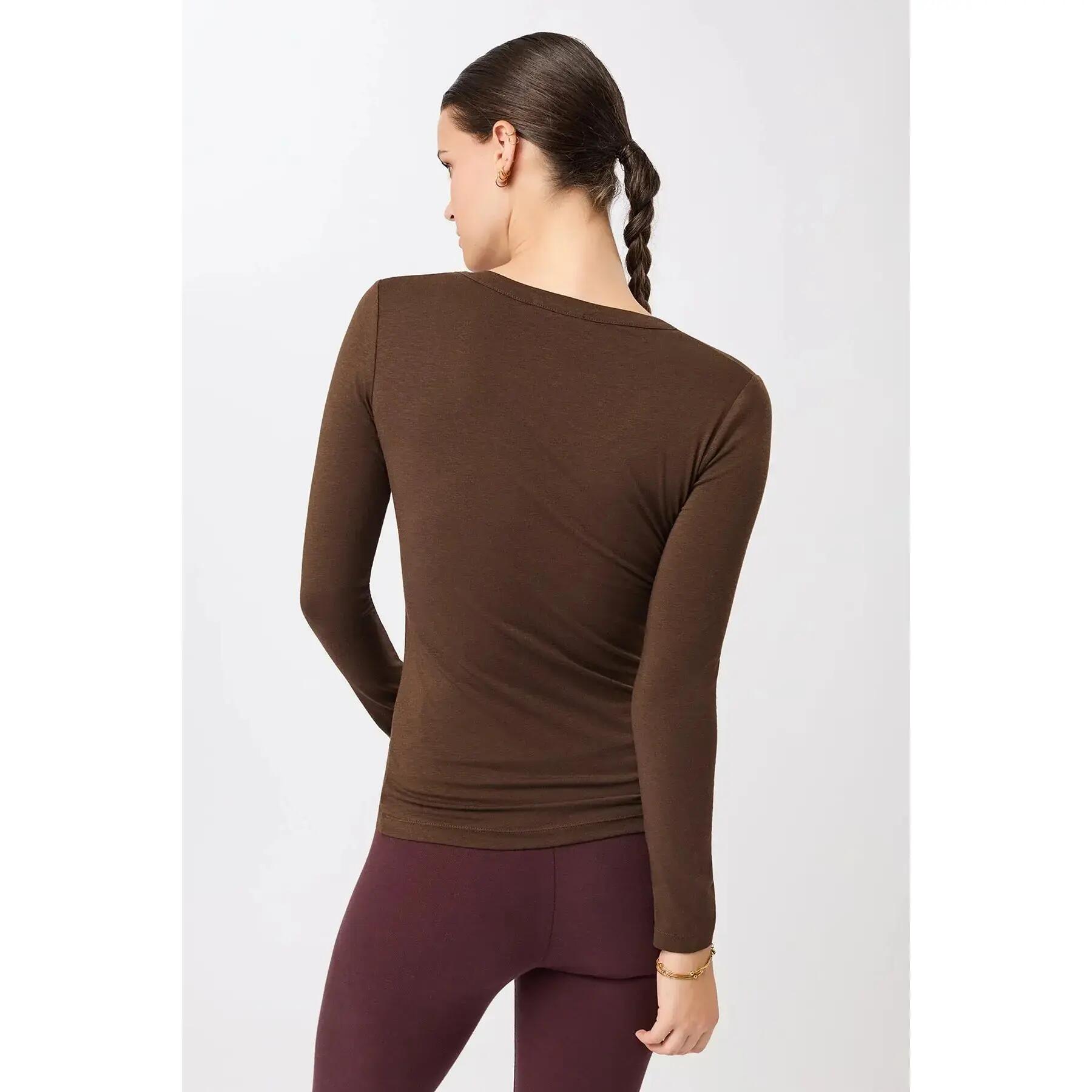 T-shirt col V manches longues ajusté femme Mandala 2/3