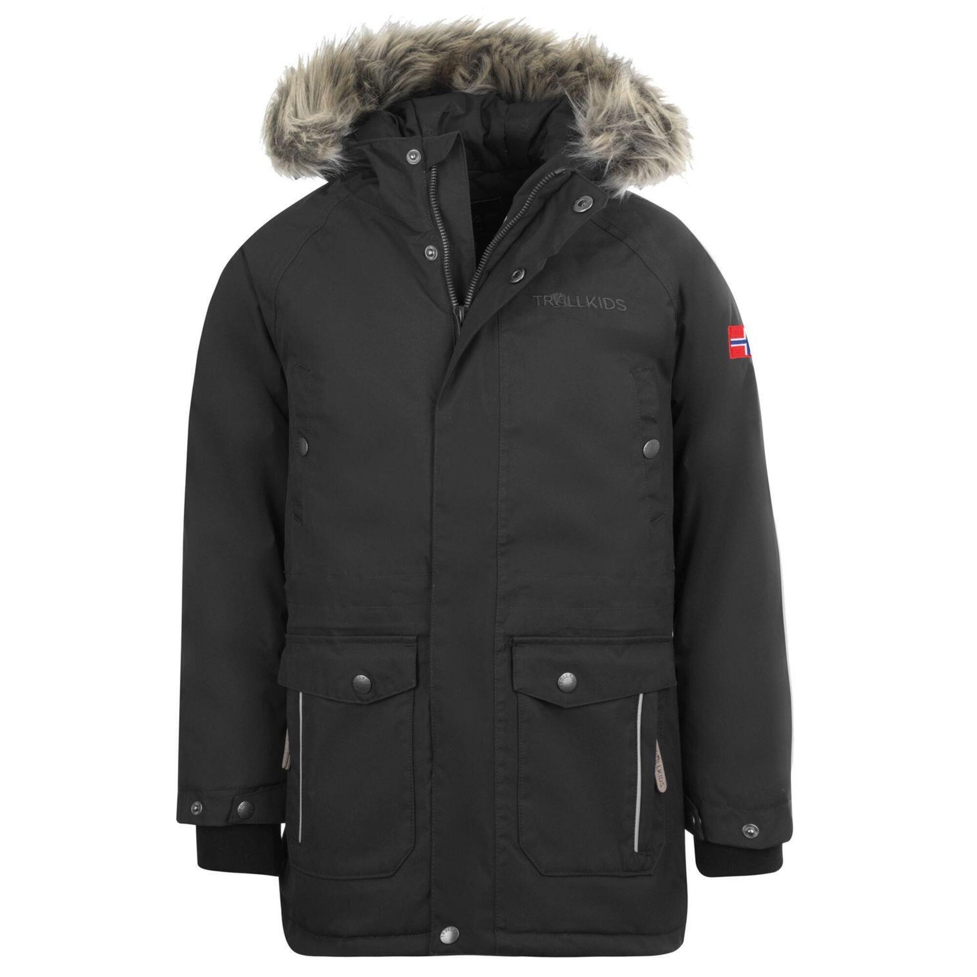 TROLLKIDS Kinder Parka Nordkapp Wasserdicht Schwarz
