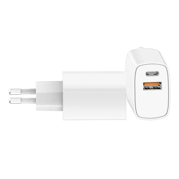 CHARGEUR SECTEUR GAN 20W USB-C + 18W USB-A BLANC 2/3