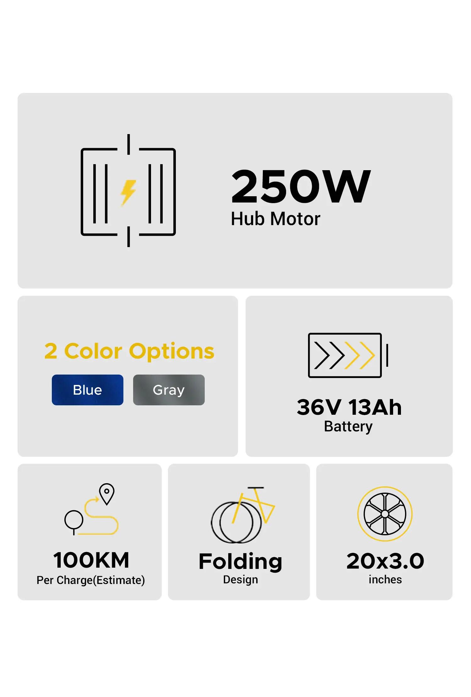 Składany elektryczny rower miejski HillMiles Mile 2 250W 468Wh 20-calowy 5/9