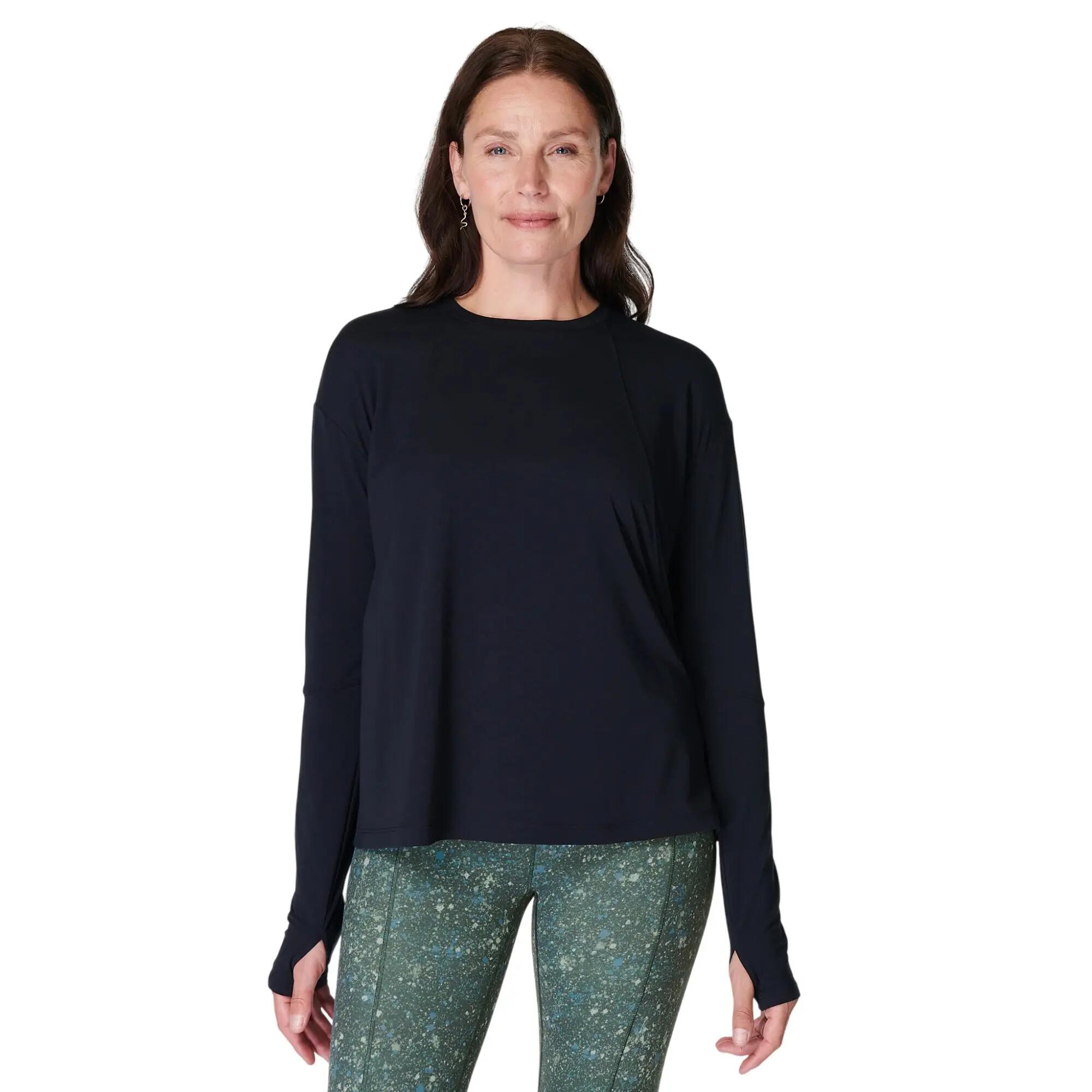 Jersey Soft Flow Studio de Manga Larga para Mujer Negro 4/4