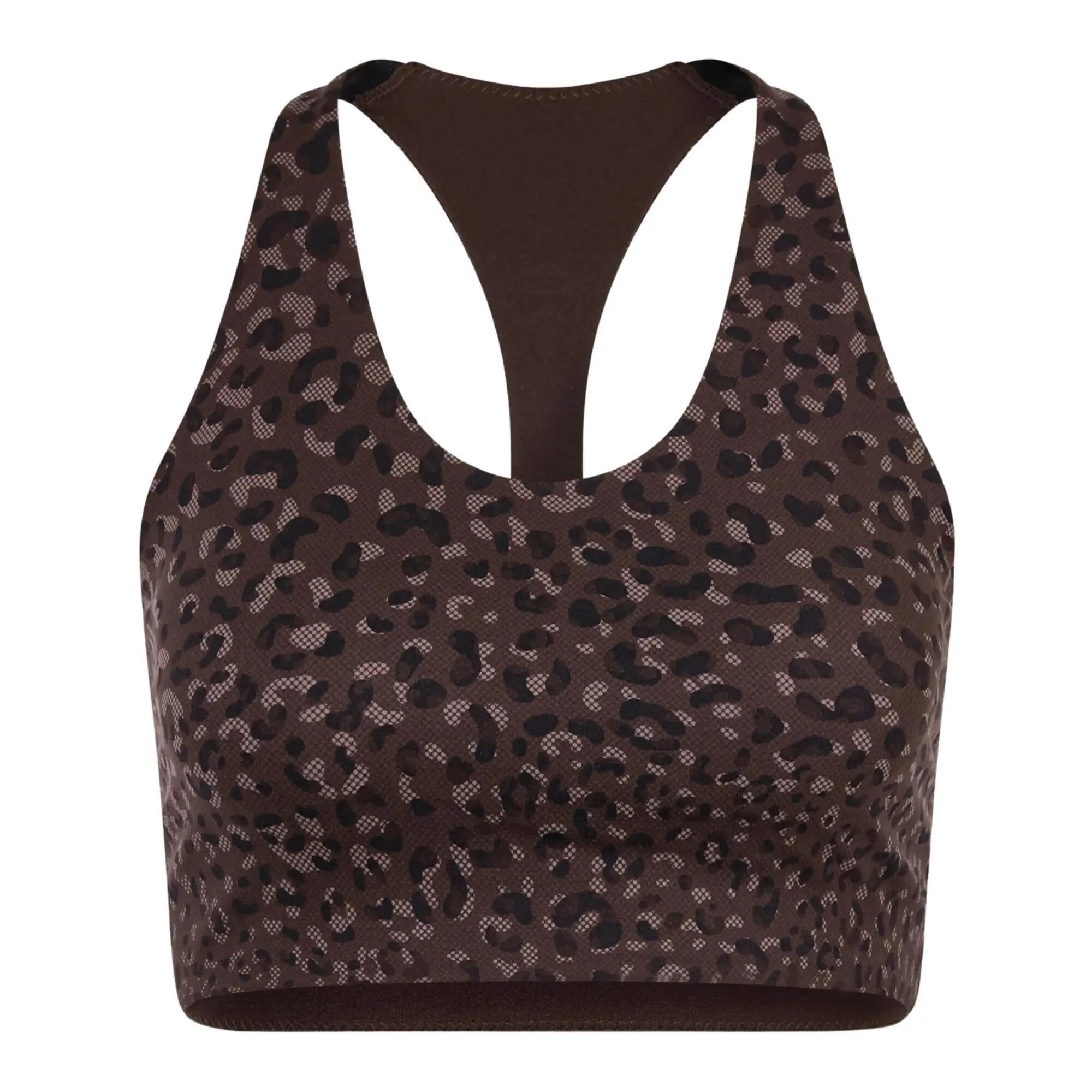 Sujetador Deportivo Power Diseño Estampado de Leopardo para Mujer Marrón 2/3