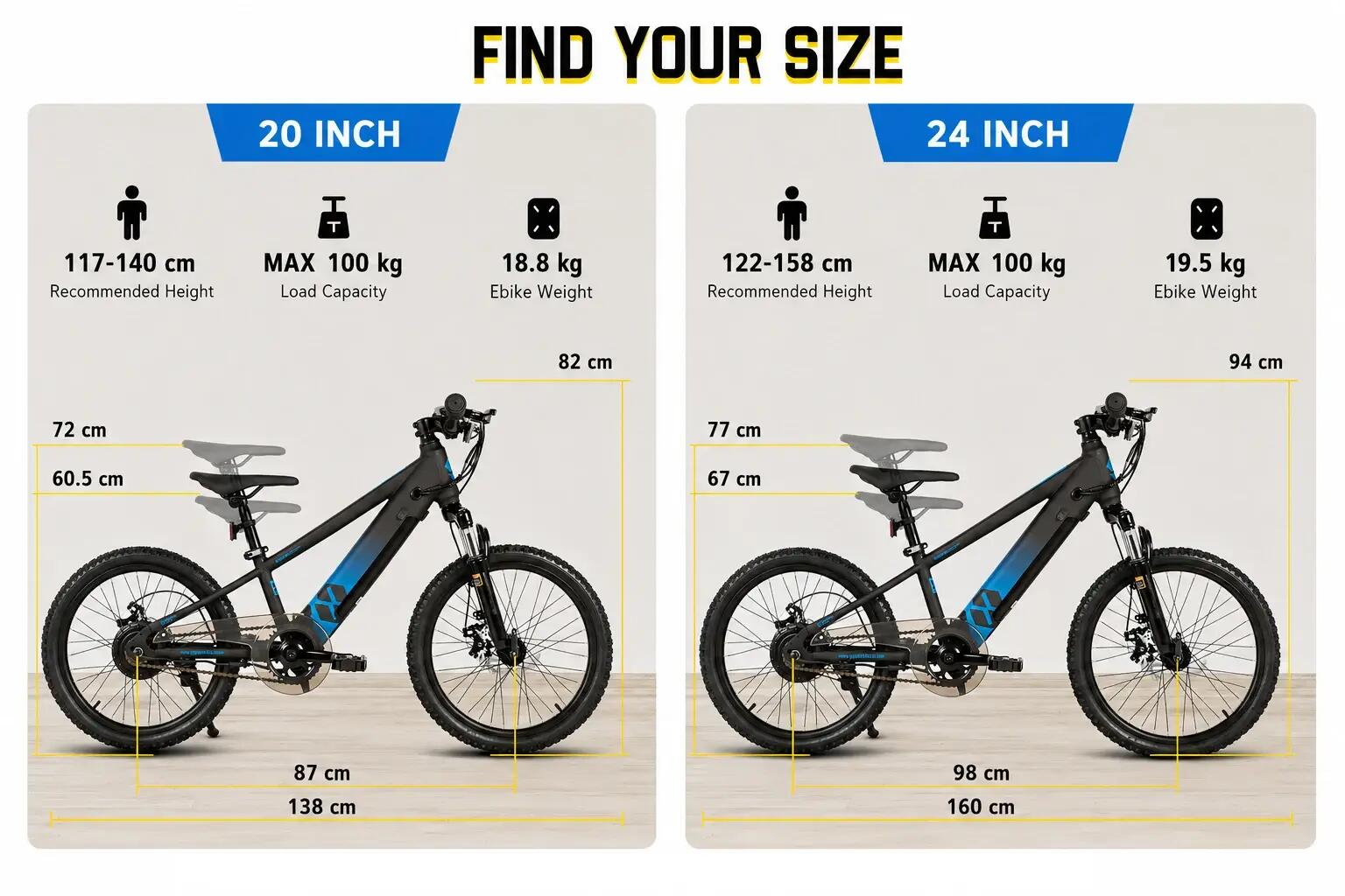 Kinder Jugendliche E-Mountainbike 20/24 Zoll 250W Akku 6/6