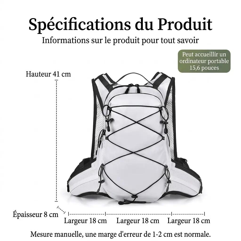 Sac à dos outdoor léger RPET randonnée vélo running - Rouge 7/7